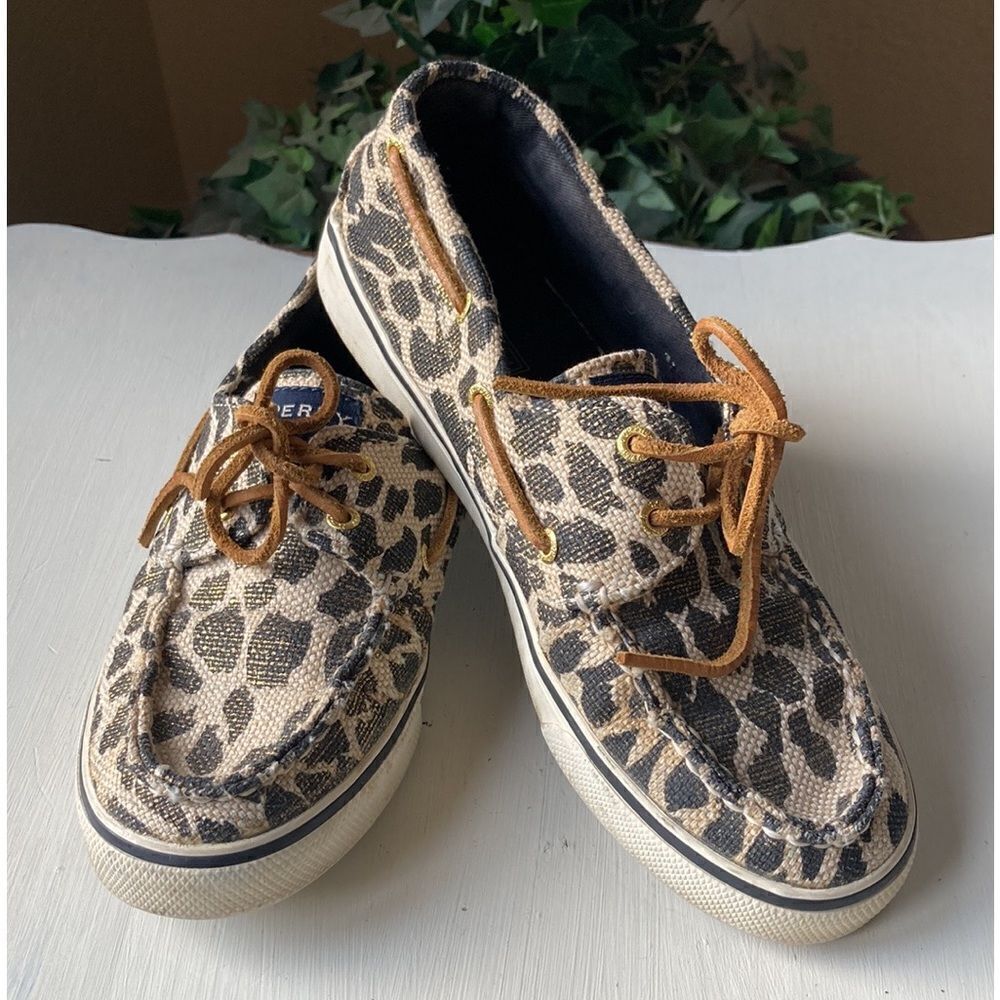Sperry Top-Sider Bahama Black Sparkle Leopard Size 7.5